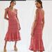Anthropologie Dresses | Anthro Forever That Girl Smocked Tiered Embroidered Midi Dress Nwt Size M | Color: Pink | Size: M