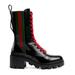 Gucci Shoes | Gucci Trip Leather Black Combat Boots With Web In | Color: Black | Size: 6