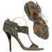 Michael Kors Shoes | Michael Kors T Straps Heels Sandals Grey Snakeskin | Color: Gray/Silver | Size: 9.5