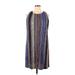 Ronni Nicole Casual Dress - Mini High Neck Sleeveless: Blue Print Dresses - Women's Size 14