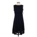 Liz Claiborne Casual Dress - A-Line: Blue Solid Dresses - Women's Size 4