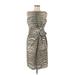 Anne Klein Casual Dress - Sheath: Gray Zebra Print Dresses - New - Women's Size 8