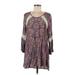 Angie Casual Dress - Mini Scoop Neck 3/4 sleeves: Pink Print Dresses - Women's Size Medium - Paisley Wash