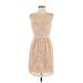 Jenny Yoo Collection Casual Dress: Tan Brocade Dresses - Women's Size 4