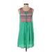 Umgee Casual Dress: Green Aztec or Tribal Print Dresses - Women's Size Small