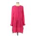 Daniel Rainn Casual Dress - Mini Crew Neck 3/4 sleeves: Pink Print Dresses - Women's Size Small