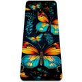 32x72 in TPE Yoga Mat for Workout, Non-Slip Exercise Mat with Eco-Friendly Material for Pilates and Fitness, Extra Thick and Durable Watercolor Colorful Butterfly