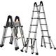 Telescopic Ladder, Portable Extension Step Ladder Compact Multi Purpose Ladder Aluminum Engineering Ladder Stepladder (Color : Silver, Size : 3.7+3.7m) surprise gift