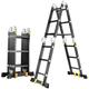 Telescopic Ladder, Home Multi Purpose Telescoping Ladder with Stabiliser Bar Non-Slip Feet Ladder Aluminium Ladder Stepladder (Color : Silver, Size : 1.2+1.2m) surprise gift