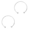 Sterling silver bracelet,925 silver bracelet,2pcs adjustable sterling bangle bracelet bracelets for women sterling cuff bangle silver accessories sterling silver jewelry ( Color : Silverx2pcs , Size :