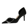 YGJKLIS Women's Pointed Closed Toe bow High Heel 7CM Satin Stiletto Pumps Bridal Party Dress Heels for Casual (7.5,Black)