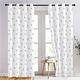 BUKITA White Curtains, Floral Blackout Curtains 66x90 Inch Eyelet Curtains for Living Room Bedroom and Kitchen, Thermal Grommet Drapes, Door Curtain, 2 Panels Set