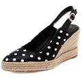 Gicoiz Slingback Espadrilles Womens Pointed Toe Platform Pumps Lovely Polka Dot Summer Wedge High Heel Comfort Bridal Shoes Black Size 7-41