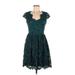 Betsey Johnson Cocktail Dress: Teal Brocade Dresses - Women's Size 6