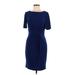 Lauren by Ralph Lauren Casual Dress - Sheath: Blue Solid Dresses - Women's Size 6