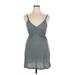 Casa Lee Casual Dress - Mini V-Neck Sleeveless: Gray Dresses - Women's Size X-Large