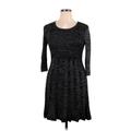 Nina Leonard Casual Dress - A-Line Scoop Neck 3/4 sleeves: Black Dresses - Women's Size Large