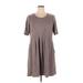 PURE essence Casual Dress - A-Line: Gray Solid Dresses - Women's Size 1X