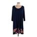 The Pioneer Woman Casual Dress - Mini Scoop Neck 3/4 sleeves: Blue Floral Dresses - Women's Size X-Large