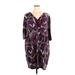 Avenue Casual Dress - Mini V-Neck 3/4 sleeves: Purple Dresses - Women's Size 26 Plus