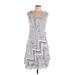Papillon Casual Dress - A-Line Scoop Neck Sleeveless: Silver Dresses - Women's Size Large
