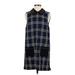 Juicy Couture Casual Dress - Shirtdress Collared Sleeveless: Blue Plaid Dresses - New - Women's Size 4