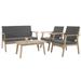 4 - Person Outdoor Seating Group Wood Conversation Set With Cushions