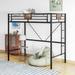 Metal Twin Loft Bed Frame with Stairs & Full-Length Guardrail, Space-Saving Design, No Box Spring Needed,, Noise Free, Black