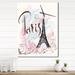 Designart 'Illustration with Paris Eiffel Tower' Oversized French Country Wall CLock