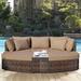 6-Piece Wicker Outdoor Sectional Conversation Set with Cushions - 2Corner Sofas&1Single Sofa&2Ottomans&1Table