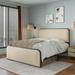 Modern Metal Bed Frame with Curved Upholstered Headboard and Footboard Bed with Under Bed Storage, Full Size