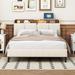 Full size Upholstered Platform Bed with Storage Headboard, Sensor Light and a set of Sockets and USB Ports, Linen Fabric