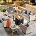 HOOOWOOO Outdoor Furniture 6-piece Wicker Patio Sofa Set with Fire Pit Table