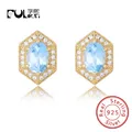 sky blue topaz stud earrings luxury 14K gold plated 925 Sterling silver earrings jewelry wholesale