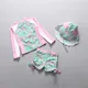 Pink Floral Sun Hat 3-Piece Girl Swimwear Children 2020 Toddler Baby Swimsuit Kids 2-Piece Swimming