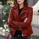 Womens Casual Fall Jackets Women Plus Size Fashion Faux Leather Jacket Long Sleeve Zipper Fitted