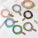 4Pcs/Set Natural Stone Crystal Beaded Bracelets Multicolour Shiny Elastic Bracelets With Tag Bangle