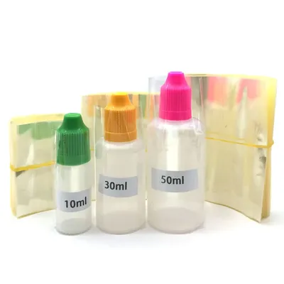 200Pcs/Lot PVC Heat Shrink Wrap Tube for 5ml 10ml 15ml 20ml 30ml 50ml Plastic dropper bottle Clear Shrink Film Shrink Seal