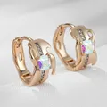 Wbmqda Unique Colorful Natural Zircon Hoop Earrings For Women 585 Rose Gold Color 2023 Trendy
