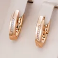 Kinel Hot Trendy V Shape Hoop Earrings For Women Fashion 585 Rose Gold Color Natural Zircon