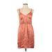 J.Crew Casual Dress - Mini V-Neck Sleeveless: Orange Print Dresses - Women's Size 10