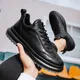 2024 Men Leather Sneakers for Men Black Microfiber Sports Shoes Wearable Trainer Running Man Shoes