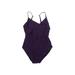 Calvin Klein One Piece Swimsuit: Purple Solid Swimwear - Women's Size 12