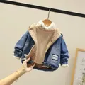 Baby Boys Denim Jacket 2023 Fall/Winter New Korean Boys Casual Denim Jacket Baby Thicken Top Kids