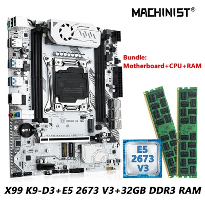 MACHINIST X99 Kit de carte mère avec DDR3 2*16 Go de mémoire RAM et Intel LGA 2011-3 Xeon E5 2673 V3