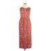 24/7 Maurices Casual Dress - A-Line High Neck Sleeveless: Orange Floral Dresses - Women's Size 0X