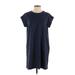 Madewell Casual Dress - Shift Crew Neck Short sleeves: Blue Solid Dresses - Women's Size Small