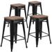 Williston Forge Gladus 24" High Backless Clear Coated Metal Counter Height Outdoor Stool - Square Wood Seat in Black | 24 H x 16 W x 16 D in | Wayfair
