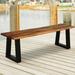 17 Stories Solid Acacia Wood Patio Bench Dining Bench Seating Chair Wood in Black/Brown | 15.5 H x 57.5 W x 18 D in | Wayfair