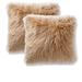 Everly Quinn Set Of 2 Faux Fur Throw Cushion Covers Square Faux Fur in White/Brown | 18 H x 18 W x 5 D in | Wayfair
